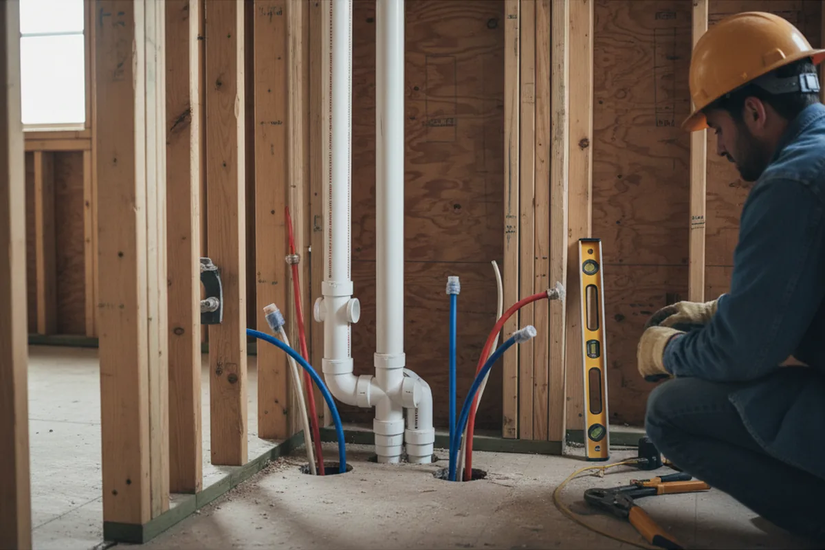 Drain and supply rough-in during Leak Detection in Colusa