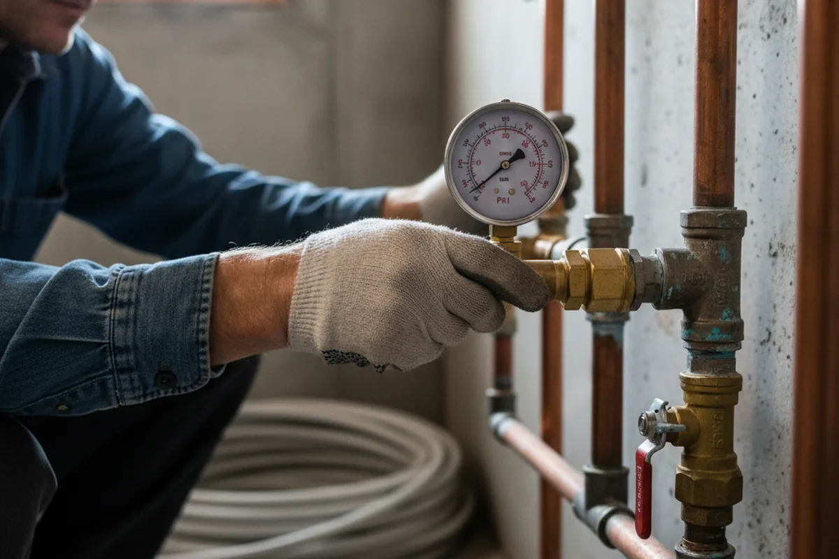 Pressure testing a repaired line during Water Line Repair in Colusa